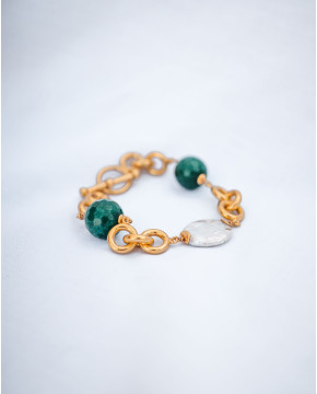 Pulseira em Prata Dourada...