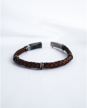 Pulseira Aço e Couro