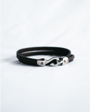 Pulseira em Aço C/ Couro...
