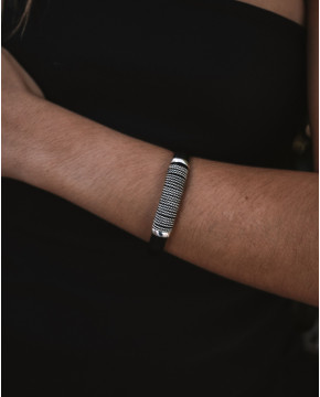Pulseira Prata E Couro