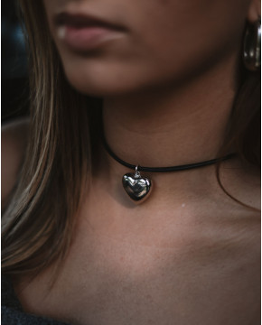 Colar Couro Preto Com...