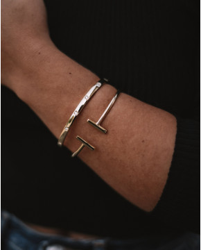 Pulseira Rígida Prata Dourada