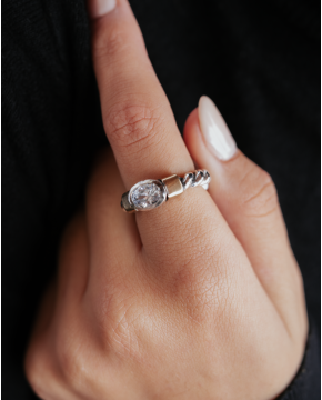 Anel de Prata e Ouro Com...